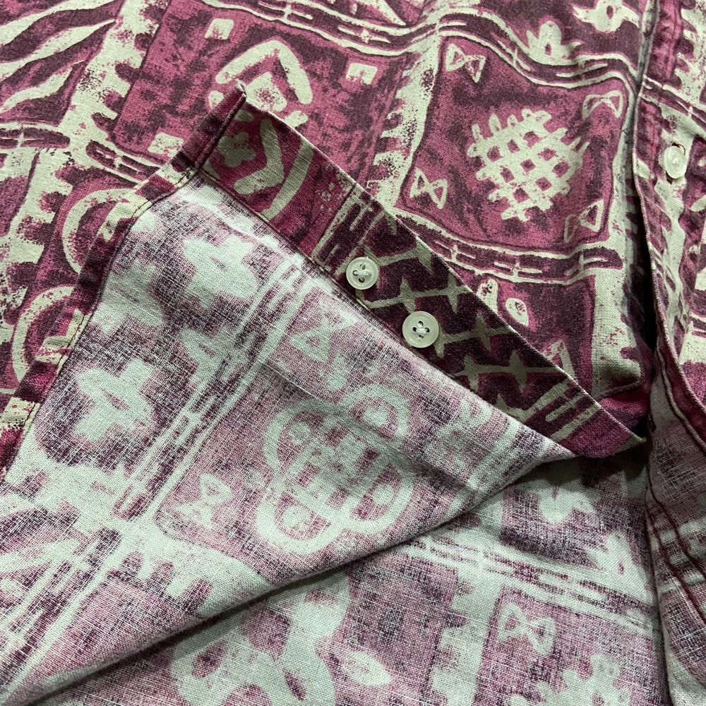 Gulf Traders Vintage 80s Pink White Abstract Button Front Shirt Mens Size Medium - Picture 5 of 8
